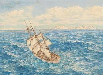 A sailing ship in the Far North by 
																			Julius Curter