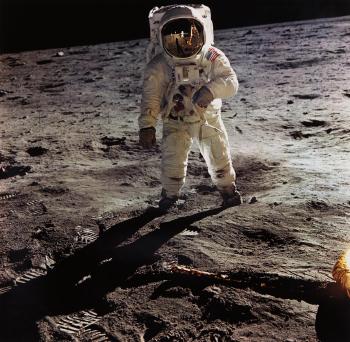 Astronaut Edwin E. Aldrin jr. Walks on the surface of the moon, Apollo 11, July 16-24 by 
																	 NASA