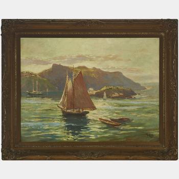 Sailboats and Rocky Shoreline by 
																			Robert Ford Gagen