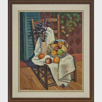 Still life with apples and pears by 
																			Marcel Fecteau