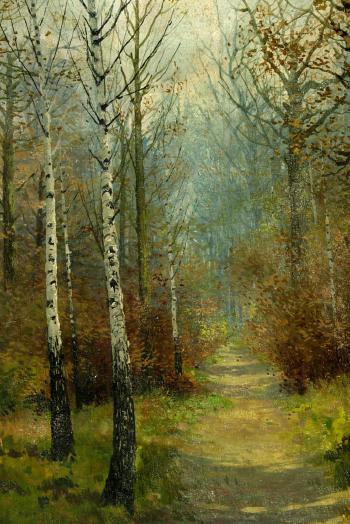 New England path in autumn by 
																			Rudolf Ventvymr