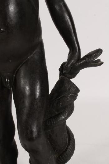 Standing figure of Heracles strangling a snake as a boy by 
																			Polygnotus G Vagis