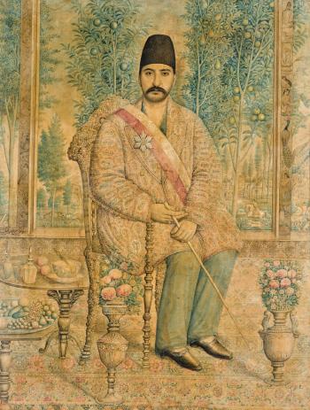 A portrait of Mirza 'Ali Asghar Khan (Amin al-Mulk al-Sultan, Atabeg-i Azam) by 
																	Ismail Jalayir