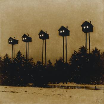 A Cluster of Houses above the Woods by 
																	Rinat Voligamsi