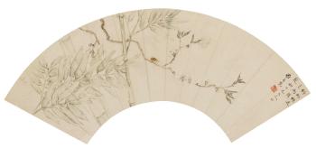 Bamboo and peach blossoms by 
																	 Luo Anxian