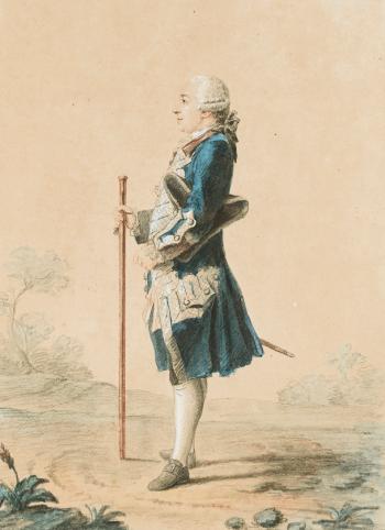 Full length portrait of a man dressed in blue by 
																	Louis Carrogis Carmontelle