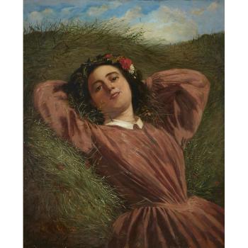 Woman Reclining in the Grass by 
																			Edward John Cobbett