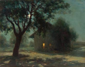 Houses in moonlight by 
																	Francois-Charles Cachoud