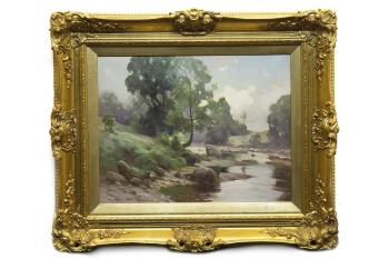 Fishing at the riverbank by 
																			Robert Russell MacNee