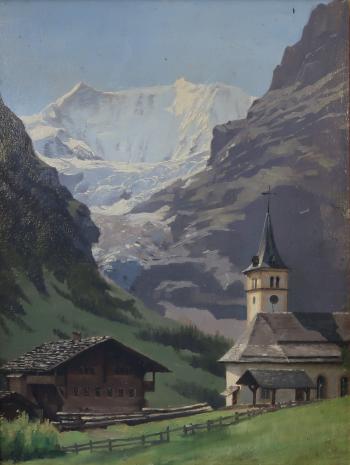 L'église réformée de Grindelwald by 
																	Jules Jequier