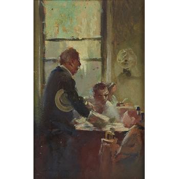 Men at a table by 
																			Henry James Soulen