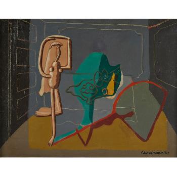 Abstraction figure and still life by 
																			Edgar Louis Yaeger