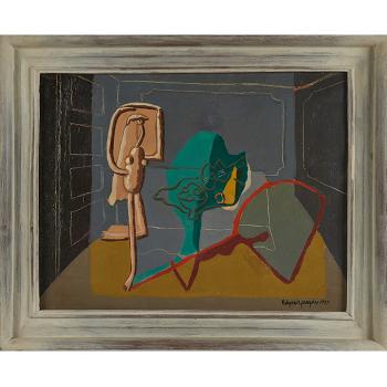 Abstraction figure and still life by 
																			Edgar Louis Yaeger