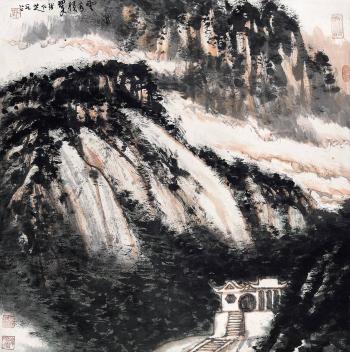 Temple in cloudy mountain by 
																	 Zhang Renzhi