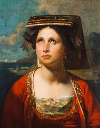 Portrait of Napolitan woman by 
																			Carl Rahl