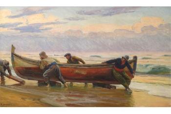 Hauling in the catch by 
																	Dionisio Baixeras y Verdaguer