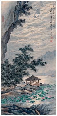 Pavilion and lotus pond in the moonlight by 
																	 Tao Weihong