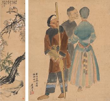 Hmong; Crape myrtle and two birds by 
																	 Gao Guanhua