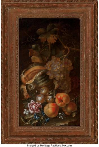 Still Life with Melons, Grapes and Peaches by 
																			Giovanni Paolo Spadino