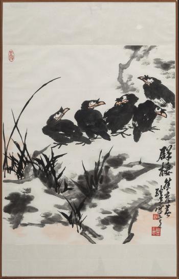 Two LV Lin, Long Jixian, And Wu Mingyao Chinese Watercolor Paintings by 
																			 Wu Mingyao