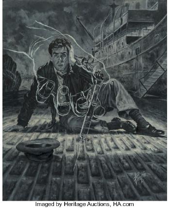 The accident, male magazine interior illustration by 
																			Victor Prezio