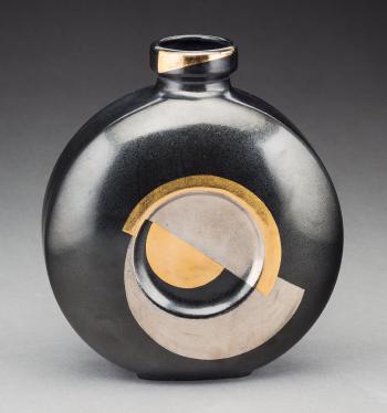 Jean Luce Black And Gilt Glazed Stoneware Art Deco Vase by 
																			Jean Luce