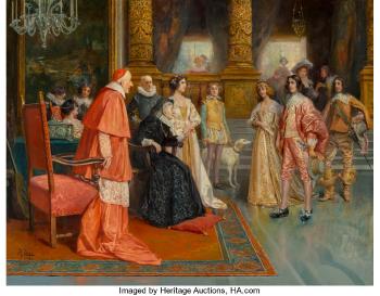 Meeting of William II of Orange and Mary Stuart, Princess Royal with Marie de Medici by 
																			Antonio Zoppi