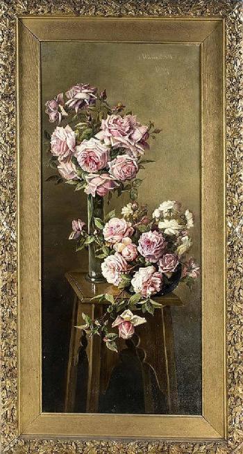 Zwei Rosenbouquets auf einer Blumensäule by 
																	Marie Orthaus