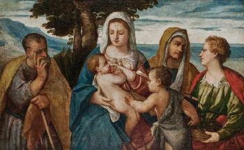 Madonna and Child with Saints John the Baptist, Joseph, Anne and Elizabeth by 
																	Polidoro Lanciani