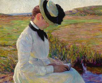 Girl Reading a Book by 
																	Lilla Cabot Perry