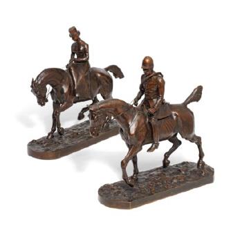 A Huntsman and a Lady Riding by 
																	Henri Geoffroy de la Ruille