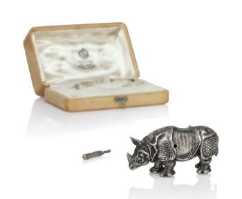 An Extremely Rare and Impressive Imperial Rhinoceros Automaton by 
																	 House of Faberge