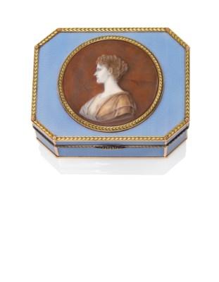 An Impressive and Rare Imperial Presentation Snuff Box With Porcelain Portrait Plaque by 
																	 House of Faberge