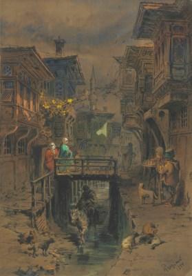 A Street in Old Istanbul by 
																	Amadeo Preziosi