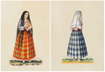 Tipos Del Pais - Two Studies of Filipino Women by 
																	Justiniano Asuncion