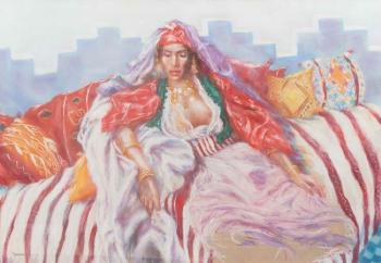 Jeune orientale à la robe rose by 
																			Catherine Dammeron