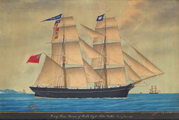 The Brig Jane Brown of Amble, Captn. John Duthie, Leaving Genoa by 
																	Domenico Gararrone