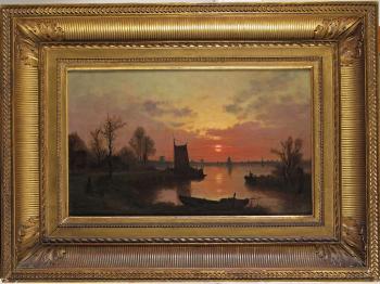 Sunset on a canal by 
																			Auguste Anastasi