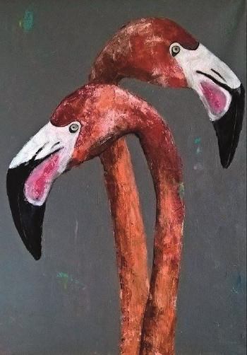 Two flamingos by 
																	Karolina Kucharska