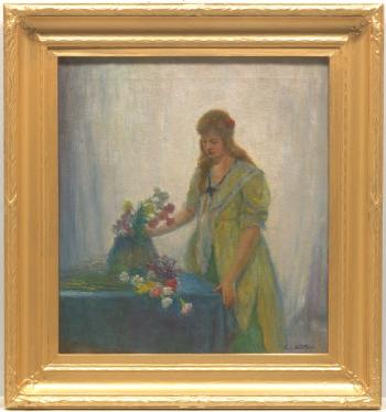 Woman arranging flowers by 
																			Charles Waltensperger
