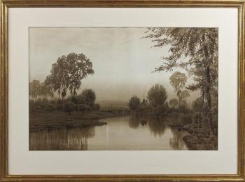 Landscape at Bridgeport by 
																			Henry Farrer