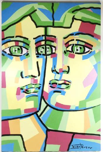 Pop art portrait, two faces by 
																			Ivan Jenson