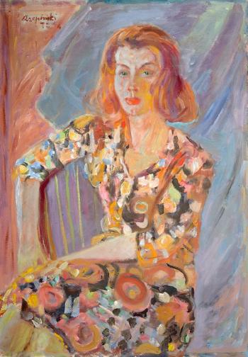 Kobieta w kwiecistej sukience by 
																	Czeslav Rzepinski