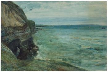 Cliffs and sea, Filey, Yorkshire by 
																	John William Inchbold