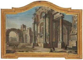 A Capriccio with classical ruins by 
																	Pietro Paltronieri
