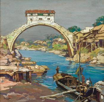 The bridge of L.K. China and Vietnam Border by 
																	Henri Emile Vollet
