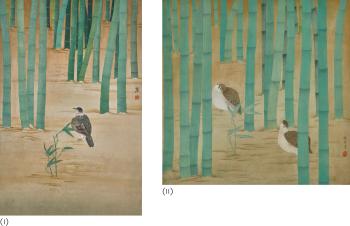 Quail in bamboo grove & tranquillity by 
																	 Yu Hui