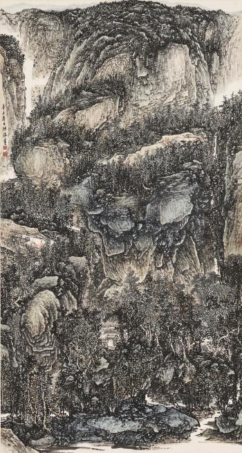 Dwelling in the mountains by 
																	 Xiong Hai