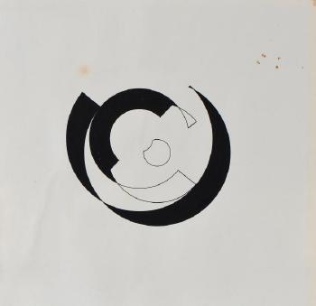 Composition circulaire en noir sur fond blanc by 
																	Sophie Taeuber-Arp