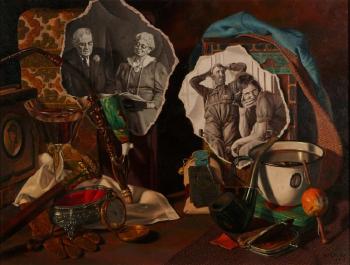 Fantasy trompe l'oeil scenes of affluence and poverty by 
																			Robert Byerley
